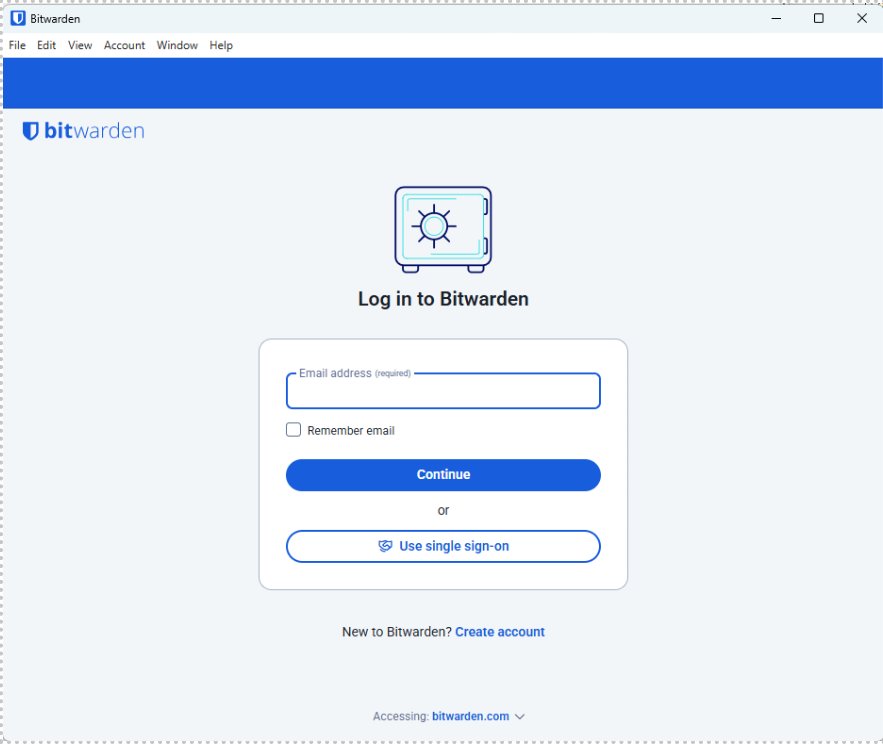 Bitwarden login screen — enter email