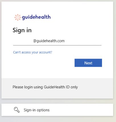 Guidehealth sign-in screen